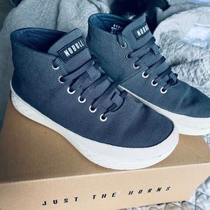 Gray Nobull canvas mid trainers basically new .